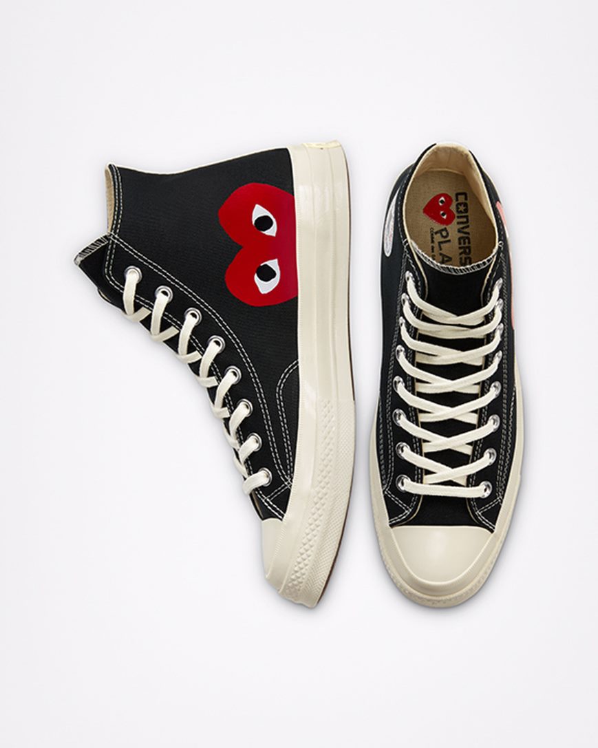 Zapatillas Altas Converse x Comme des Garçons PLAY Chuck 70 Hombre Negras Blancas Rojas | PE 2WP50L